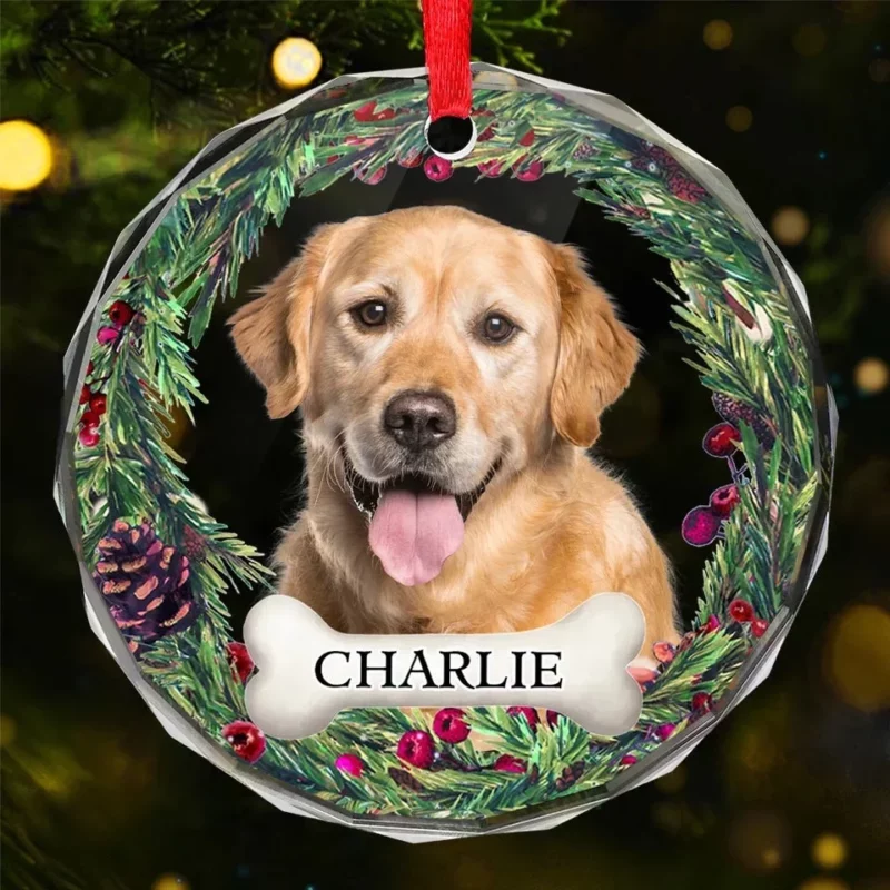 Custom Photo Our Perfect Companions Never Have Fewer Than Four Feet - Memorial Personalized Custom Circle Glass Ornament - Christmas Gift, Sympathy Gift For Pet Owners, Pet Lovers