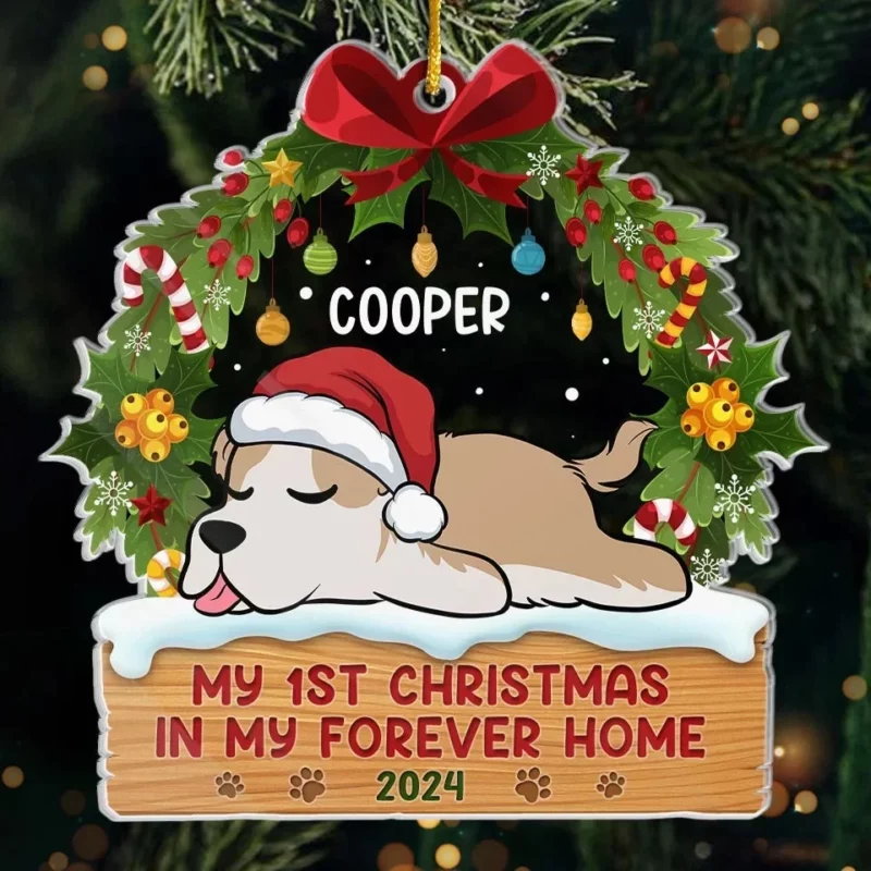 First Christmas, First Paws Under The Tree - Dog & Cat Personalized Custom Ornament - Acrylic Custom Shaped - Christmas Gift For Pet Owners, Pet Lovers, First Christmas