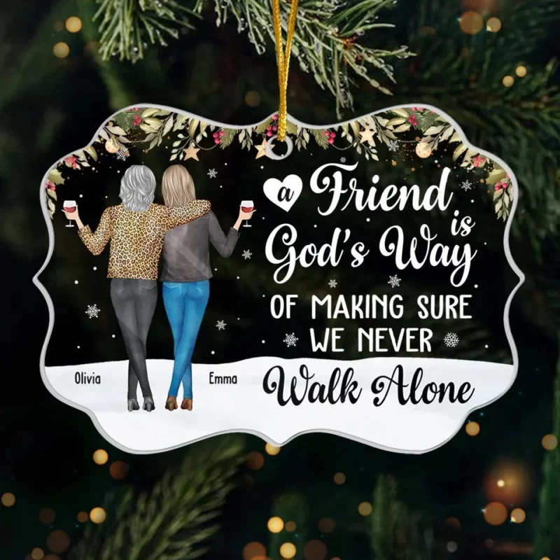 A True Friendship Is A Journey Without An End - Bestie Personalized Custom Ornament - Acrylic Benelux Shaped - Christmas Gift For Best Friends, BFF, Sisters