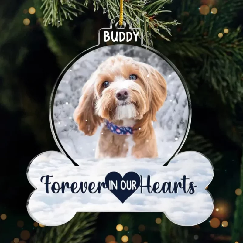 Custom Photo You Left Paw Prints On Our Hearts - Memorial Personalized Custom Ornament - Acrylic Custom Shaped - Sympathy Gift, Christmas Gift For Pet Owners, Pet Lovers