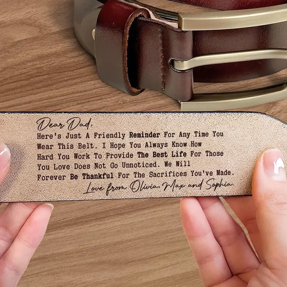 Our Gratitude Will Never Fade- Personalized Leather Belt with Custom Family Engraving- The Best Father’s Day Gift for Dad and Grandpa - Image 2