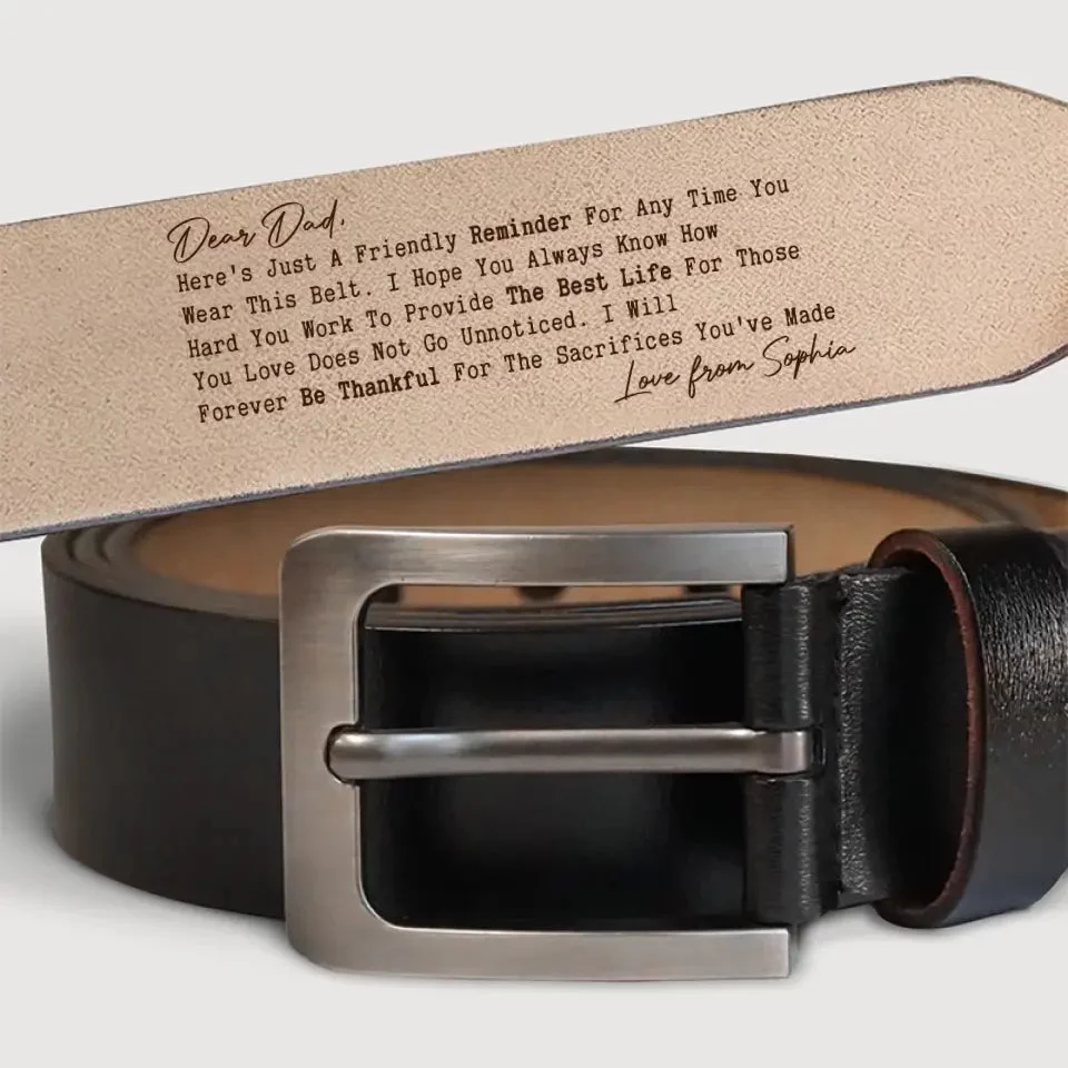 Our Gratitude Will Never Fade- Personalized Leather Belt with Custom Family Engraving- The Best Father’s Day Gift for Dad and Grandpa - Image 3