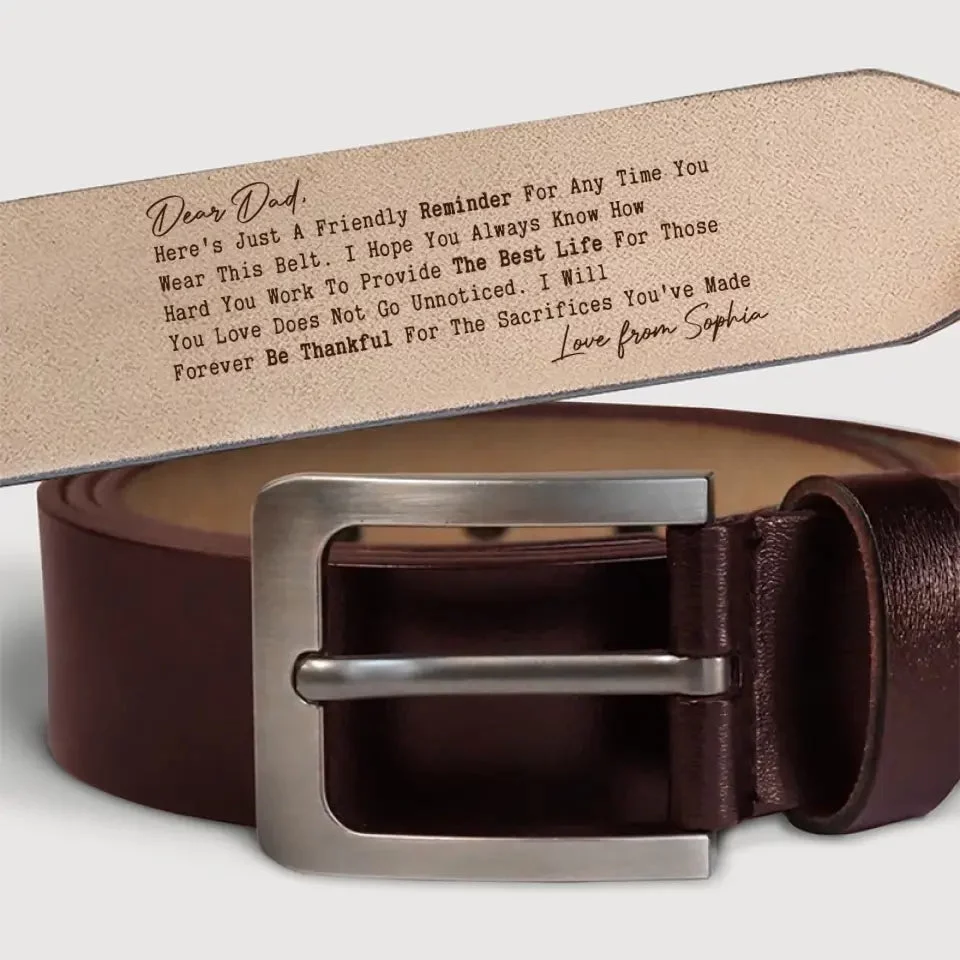Our Gratitude Will Never Fade- Personalized Leather Belt with Custom Family Engraving- The Best Father’s Day Gift for Dad and Grandpa - Image 4