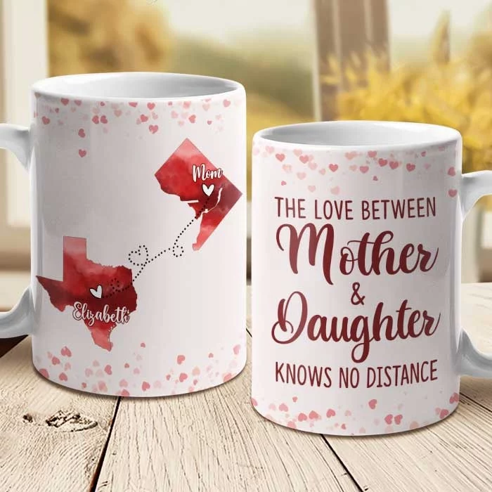 A Mother's Love Travels Any Distance - Personalized Standard Mug - Mother's Day, Gift For Mom, Daughter, Grandma - Image 2