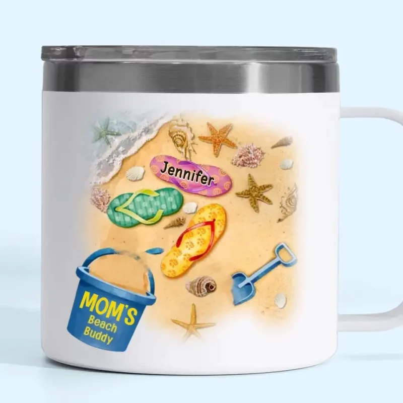 By Your Side, Tide by Tide - Custom Personalized 14oz Stainless Steel Tumbler with Handle for Family - Mother's Day, Gift For Mom, Grandma - Image 5