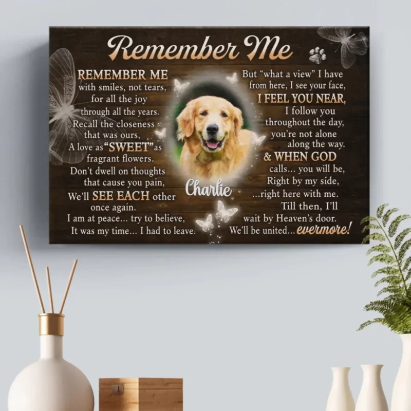Custom Photo Hold Me in Happy Memories - Custom Memory Canvas Horizontal Design - Memorial Gift for Pet Owners and Animal Lovers