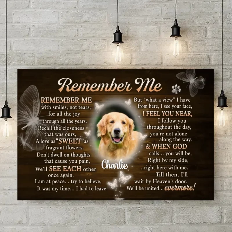 Custom Photo Hold Me in Happy Memories - Custom Memory Canvas Horizontal Design - Memorial Gift for Pet Owners and Animal Lovers - Image 2