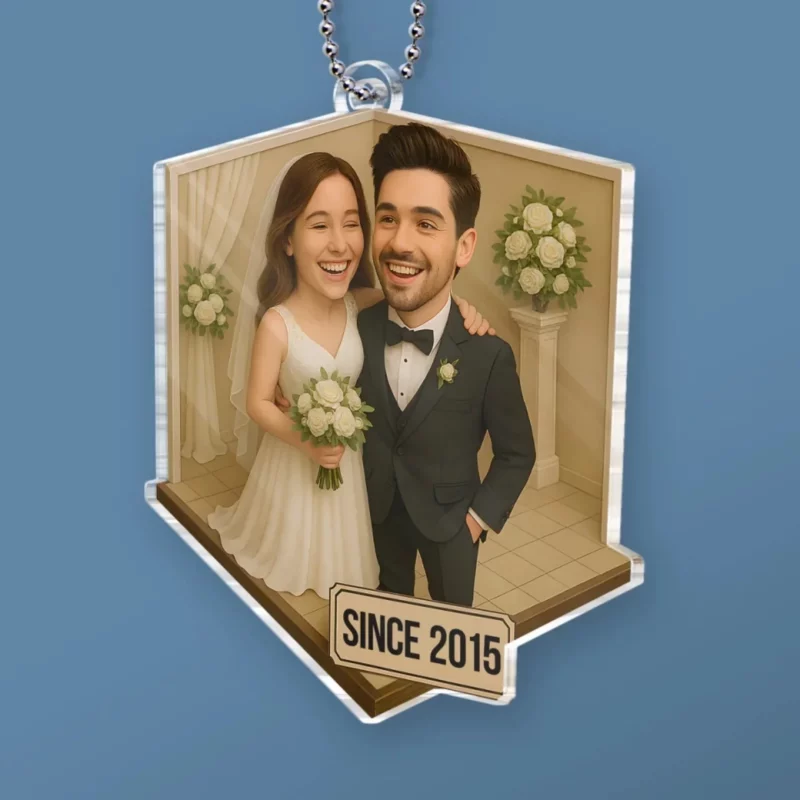 Custom Photo Love Never Gets Old - Personalized Couple Custom Car Ornament – Acrylic Shaped Design - Anniversary Gift For Husband and Wife, Couple - Image 2