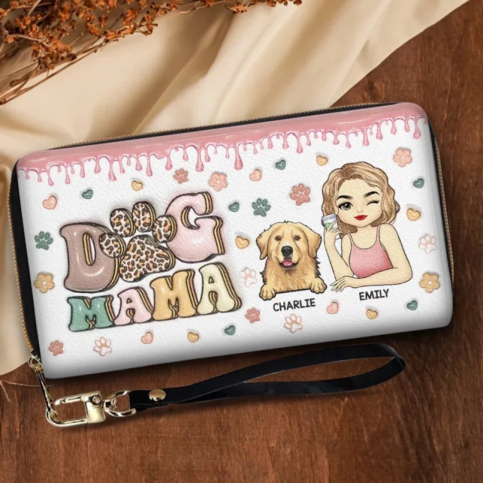 Love With Four Paws - Custom Leather Long Wallet with 3D Pet Design - Made for Animal Lovers and Proud Pet Owners - Image 3