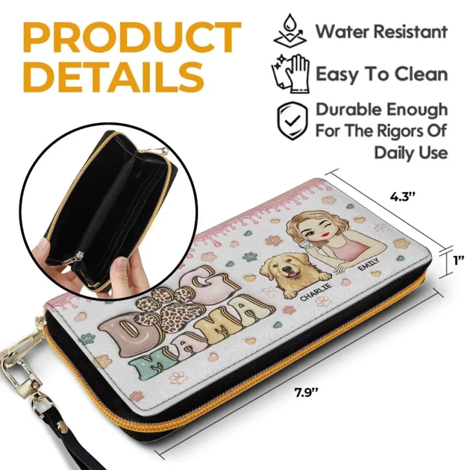 Love With Four Paws - Custom Leather Long Wallet with 3D Pet Design - Made for Animal Lovers and Proud Pet Owners - Image 6