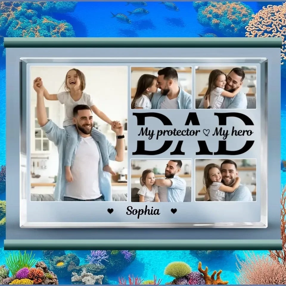 Custom Photo My Dad, My Shield - Custom Acrylic Rectangle Plaque For Family - Perfect Gift for Dad, Grandpa, Father's day - Image 2