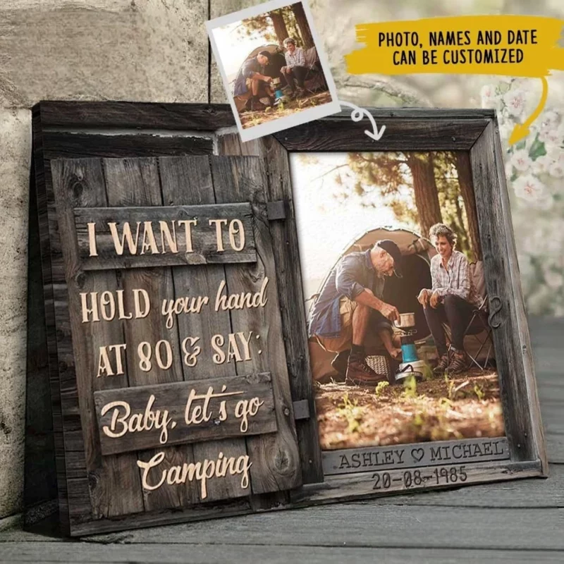 Custom Photo You, Me & a Tent Full of Love - Personalized Name & Date Canvas - Anniversary, Gift For Couples, Husband , Wife - Image 3