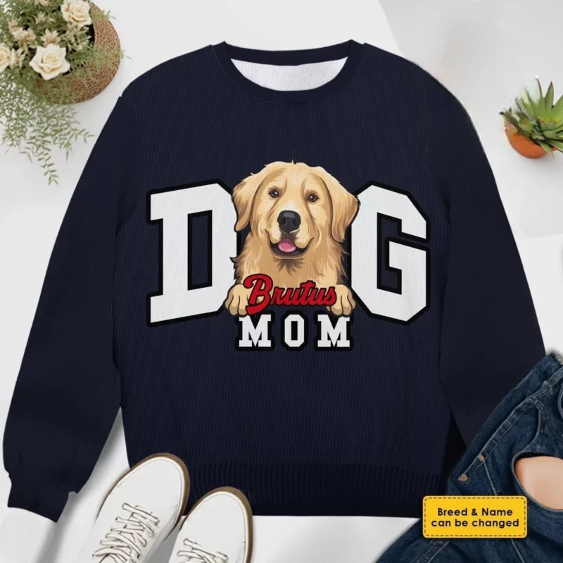 Paw-some Dog Mom - Personalized Unisex Ugly Christmas Sweater, Full-Print Wool Sweatshirt, Holiday - Gift For Pet Lovers, Pet Owners, Christmas Gift - Image 4