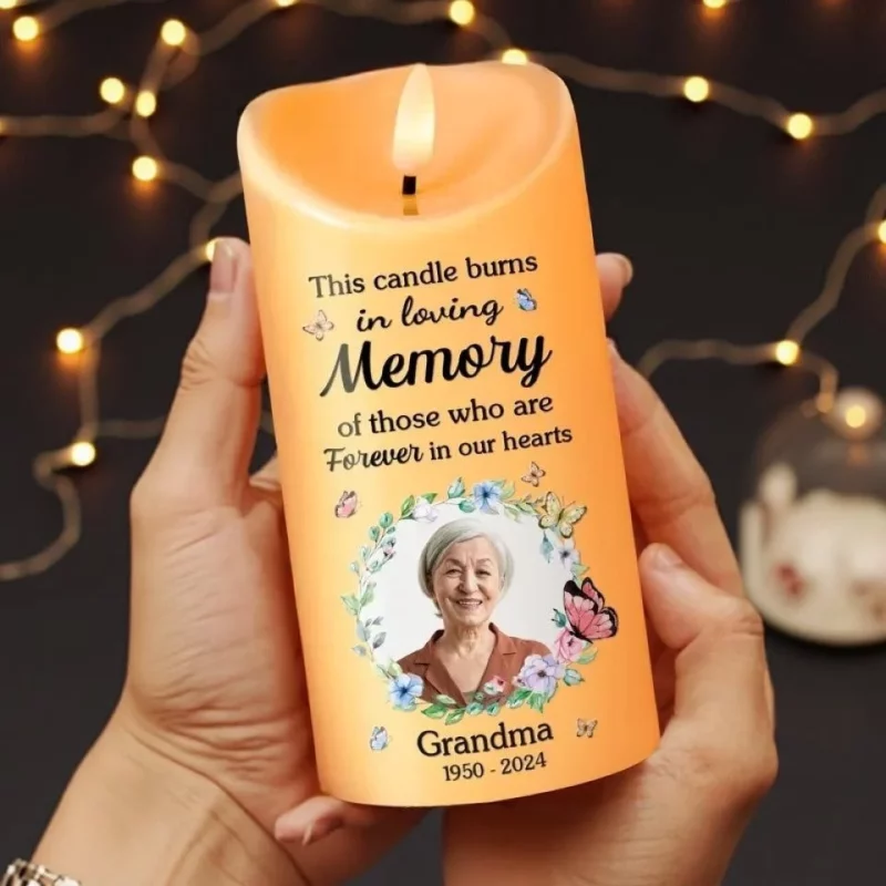 Custom Photo In Loving Memory, This Flame Shines On - Light a Memory with a Custom LED Candle - A Special Christmas Gift of Comfort for Family - Image 3