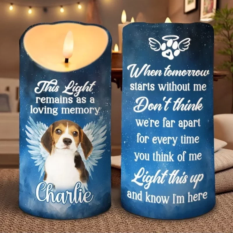 Custom Photo Always by Our Side - Light a Memory with a Custom LED Candle - Christmas Gift or Memorial Gift for Pet Lovers, Pet Owners