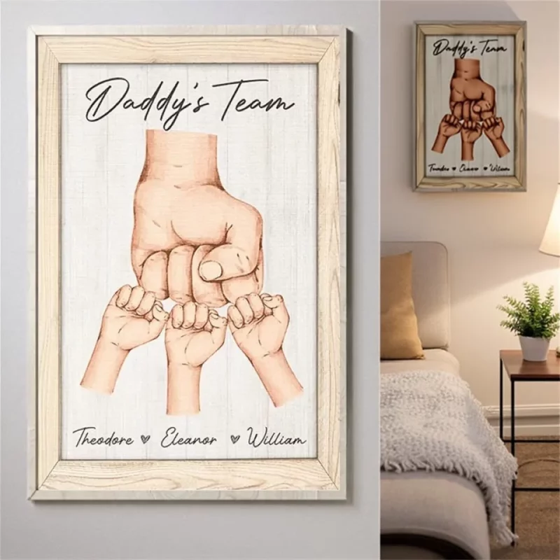 Daddy’s Little Teammate - Custom Horizontal Poster for Your Family - Father’s Day Gift, Birthday Gift for Dad and Grandpa - Image 3