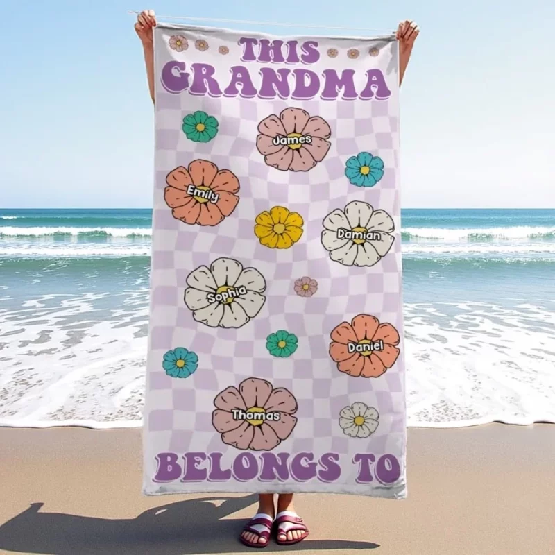 Sea Breeze, Sun-Kissed Ease - Custom Personalized Beach Towel for Family - Summer Vacation Gift, Gift For Mom, Grandma