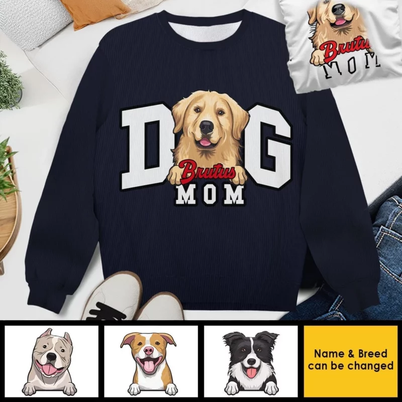 Paw-some Dog Mom - Personalized Unisex Ugly Christmas Sweater, Full-Print Wool Sweatshirt, Holiday - Gift For Pet Lovers, Pet Owners, Christmas Gift - Image 3