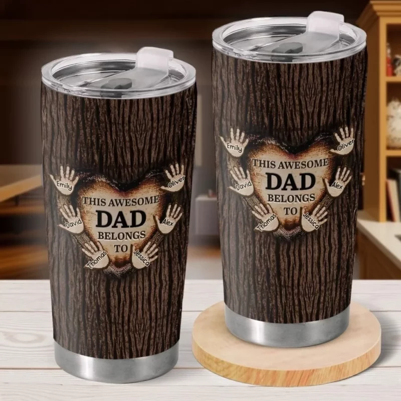Held in Little Hands, Loved in Big Ways - Family Personalized Standard Tumbler - Father’s Day Gifts for Dad & Grandpa