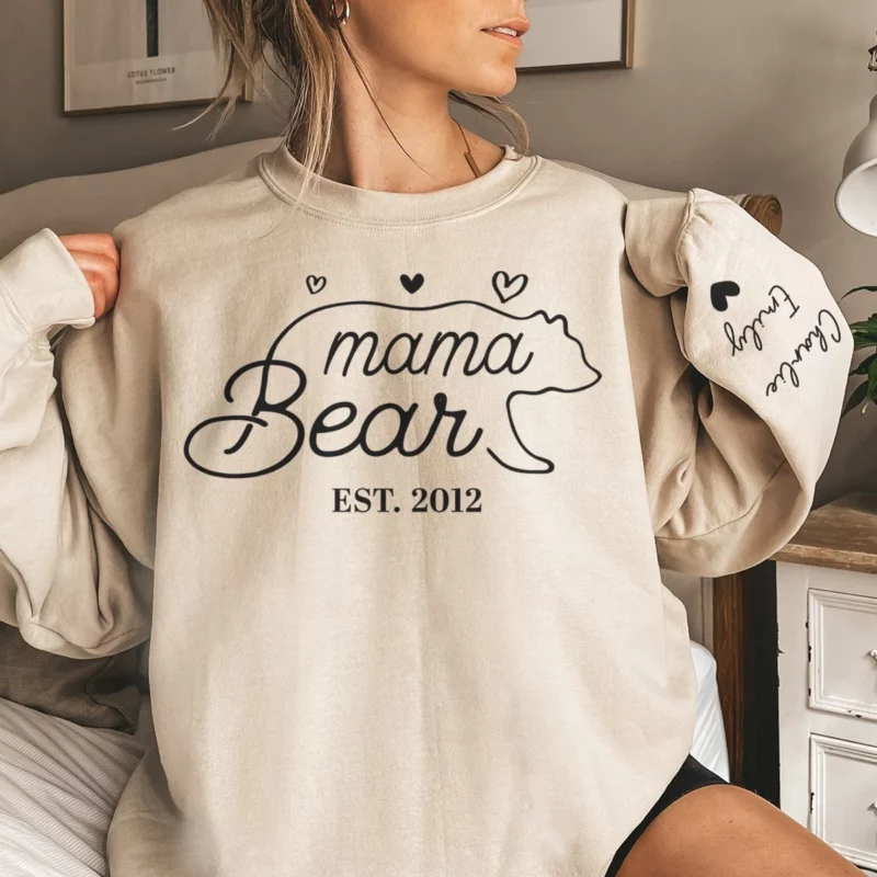 A Mama Bear Full of Love - Customizable Unisex Sweatshirt for Family with Sleeve Design- Ideal Gift for Mom, Grandma, Mother's Day - Image 2