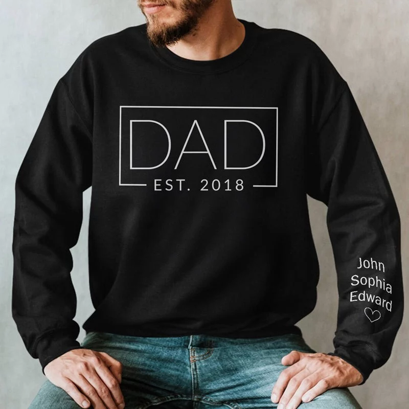 Coolest Dad Ever - Customizable Unisex Sweatshirt for Family with Sleeve Design- Ideal Gift for Dad, Grandpa, Father's Day , Christmas Gift