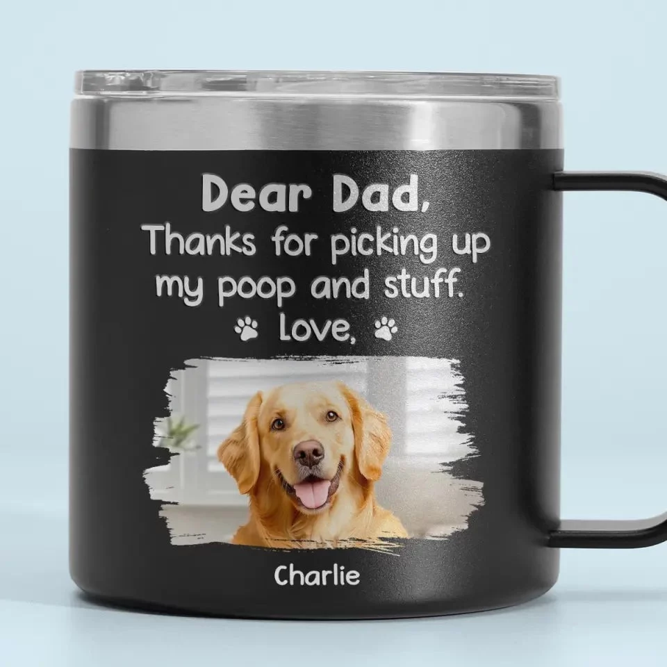 Custom Photo Thanks a Bunch for Getting My Stuff - Personalized Cat Design 14oz Stainless Steel Tumbler with Handle - Gift Ideas for Owners and Lovers of Pets