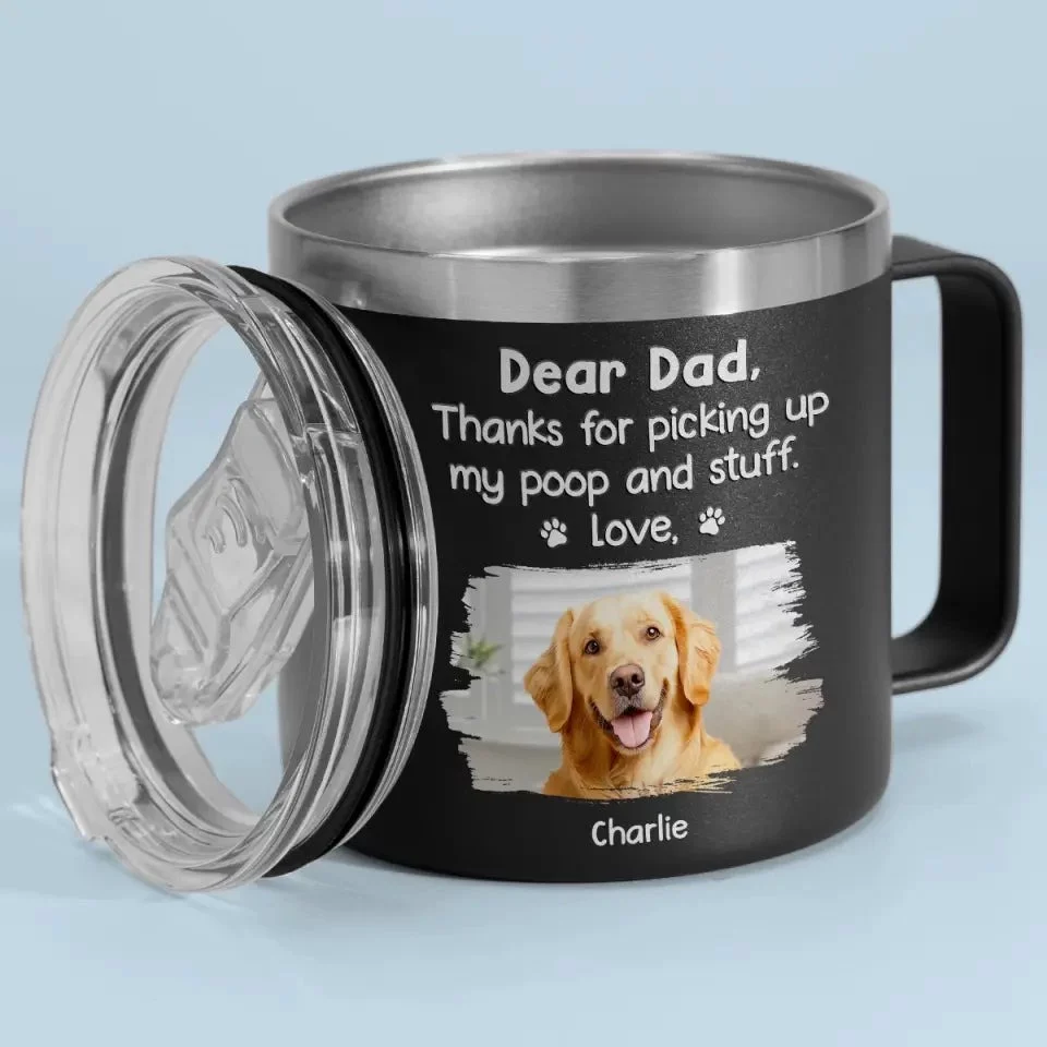 Custom Photo Thanks a Bunch for Getting My Stuff - Personalized Cat Design 14oz Stainless Steel Tumbler with Handle - Gift Ideas for Owners and Lovers of Pets - Image 2