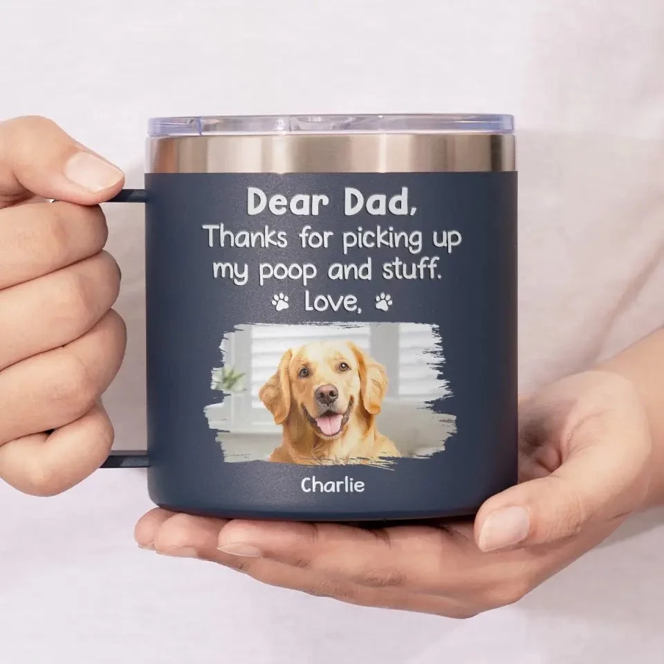 Custom Photo Thanks a Bunch for Getting My Stuff - Personalized Cat Design 14oz Stainless Steel Tumbler with Handle - Gift Ideas for Owners and Lovers of Pets - Image 3
