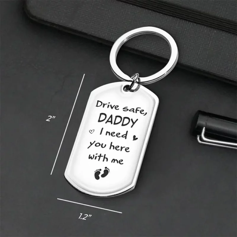 Custom Photo Daddy, Stay Safe for Us - Family Personalized Custom Keychain - Gift For Dad, Grandpa,   Father's Day - Image 5