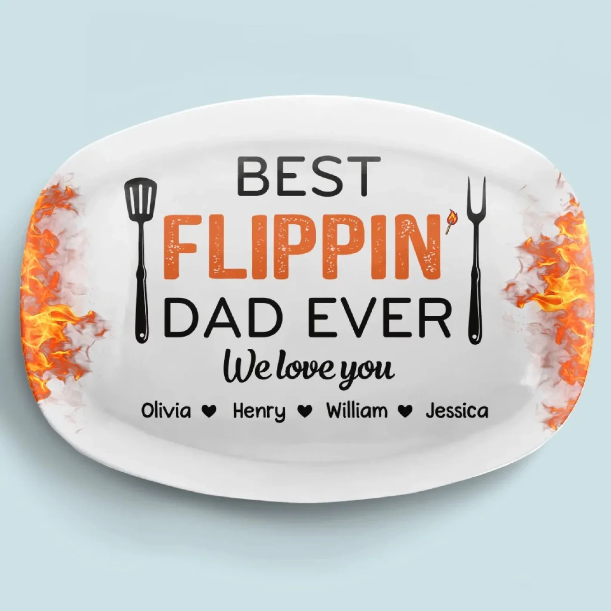 Flippin’ Awesome Father - Custom Engraved Family Platter - Great for Father’s Day, Birthday Gift For Dad & More