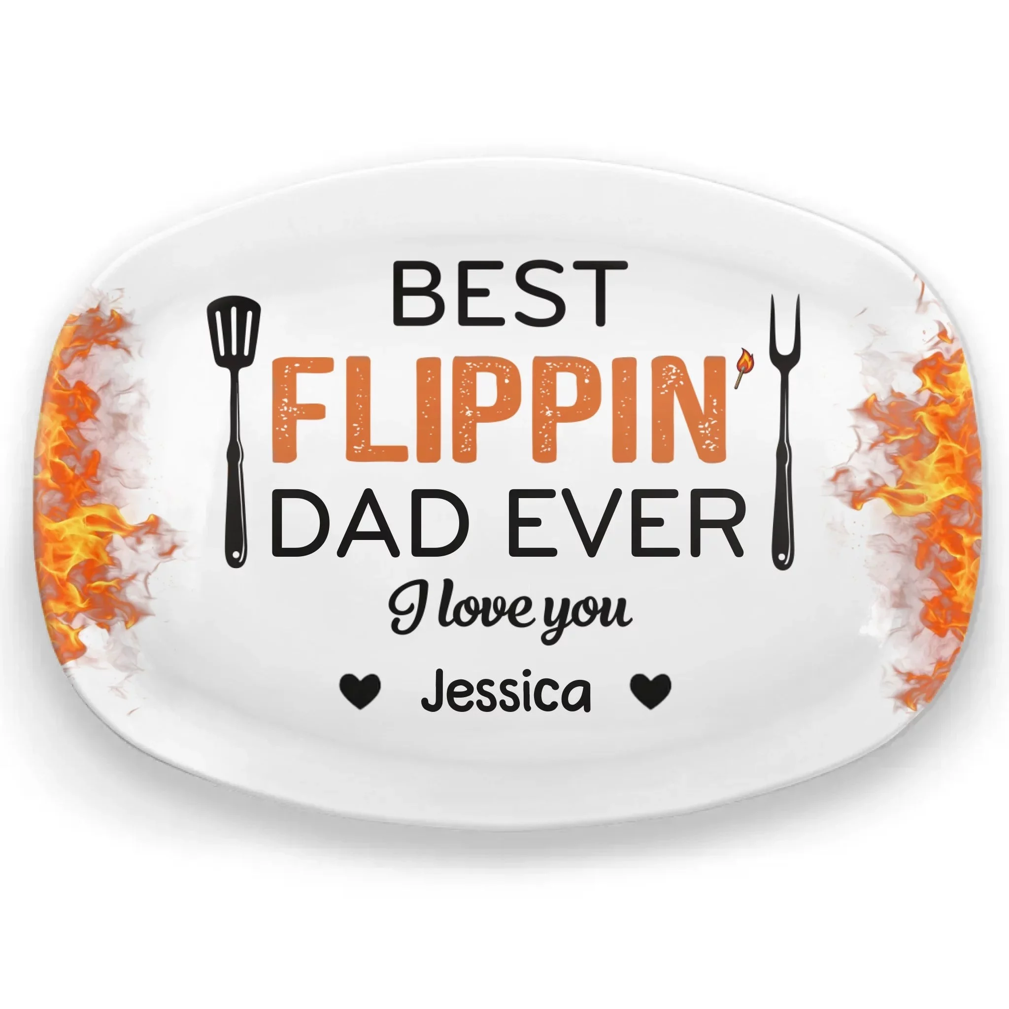 Flippin’ Awesome Father - Custom Engraved Family Platter - Great for Father’s Day, Birthday Gift For Dad & More - Image 2
