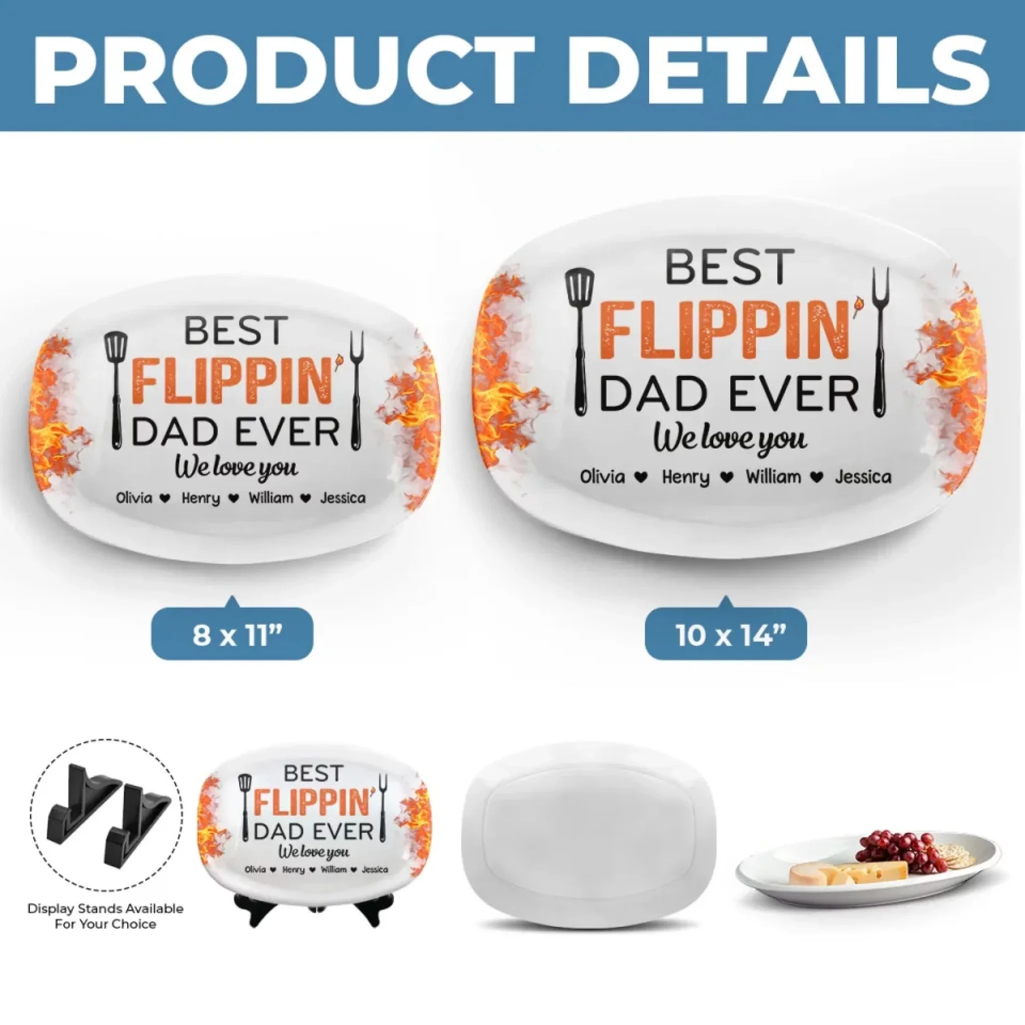 Flippin’ Awesome Father - Custom Engraved Family Platter - Great for Father’s Day, Birthday Gift For Dad & More - Image 5
