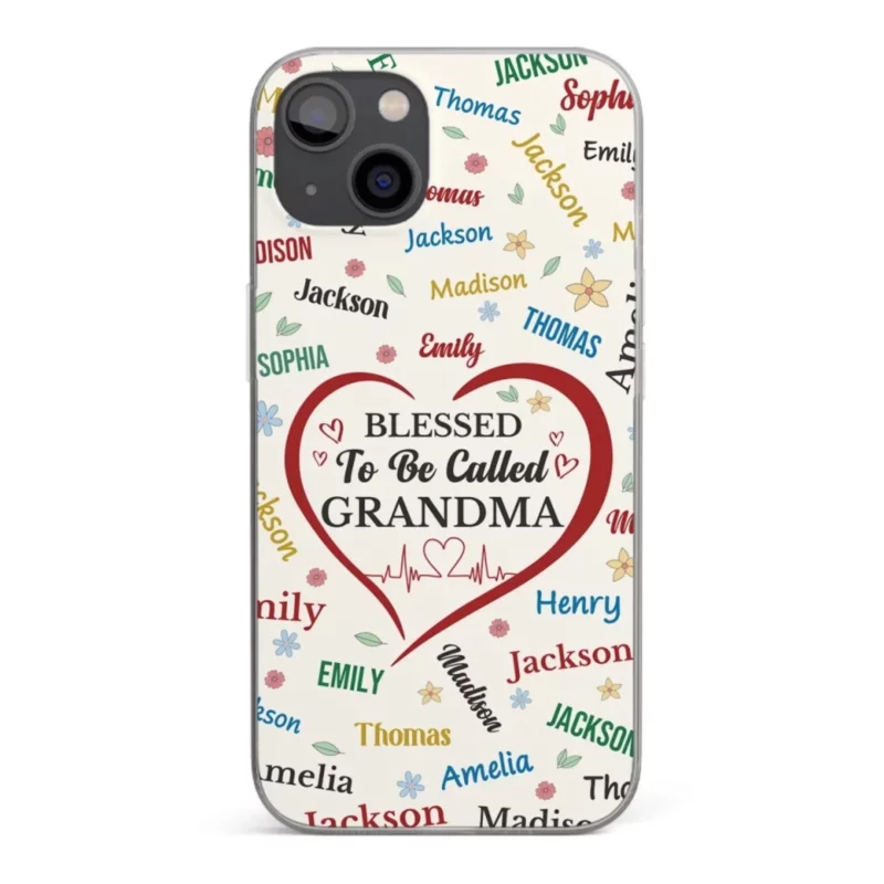 Grandma, A Name Carved in My Heart - Custom Clear Phone Case with Personalized Family Design - Mother's Day, Gift For Mom, Grandma