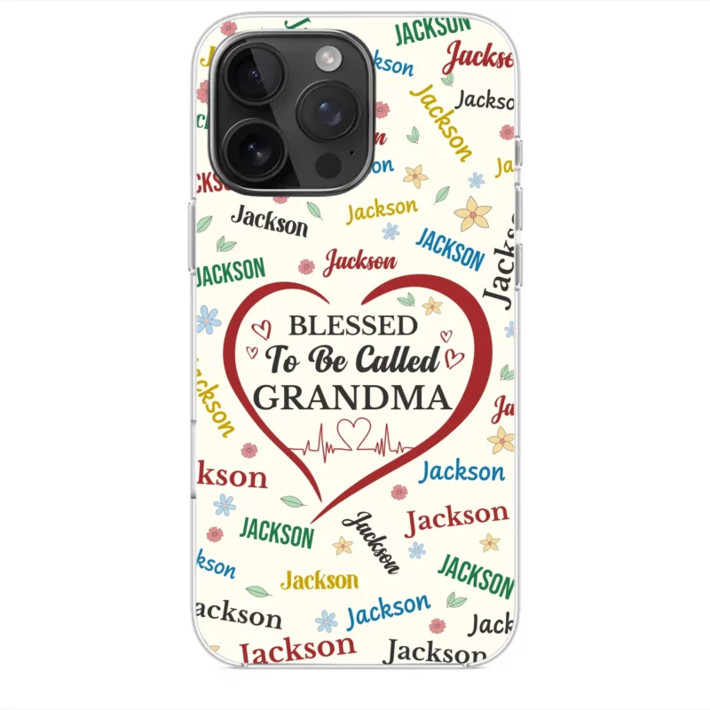 Grandma, A Name Carved in My Heart - Custom Clear Phone Case with Personalized Family Design - Mother's Day, Gift For Mom, Grandma - Image 2