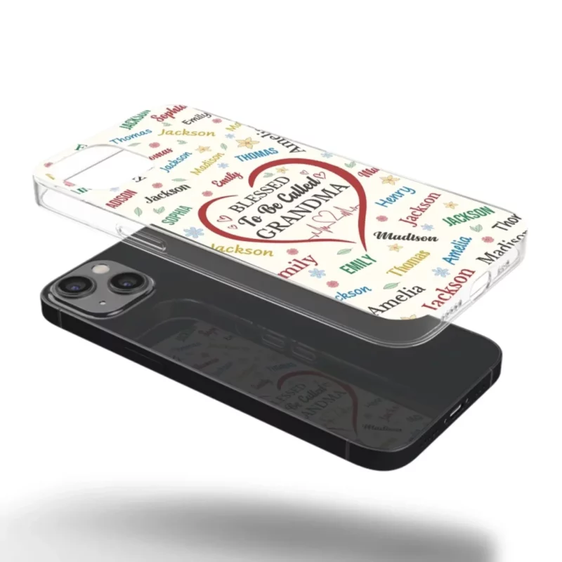 Grandma, A Name Carved in My Heart - Custom Clear Phone Case with Personalized Family Design - Mother's Day, Gift For Mom, Grandma - Image 4