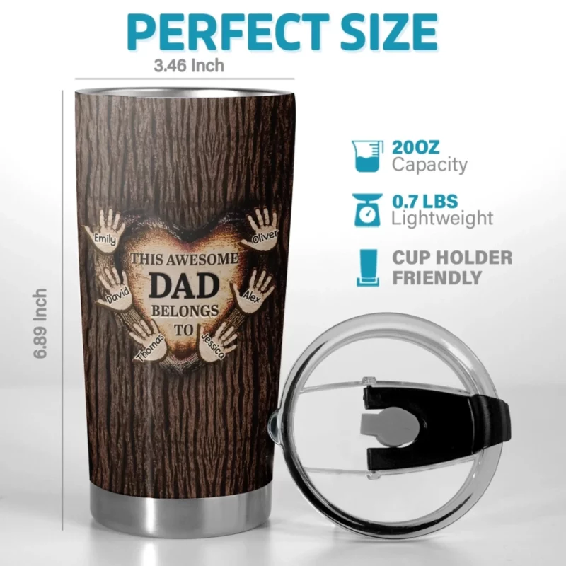 Held in Little Hands, Loved in Big Ways - Family Personalized Standard Tumbler - Father’s Day Gifts for Dad & Grandpa - Image 3