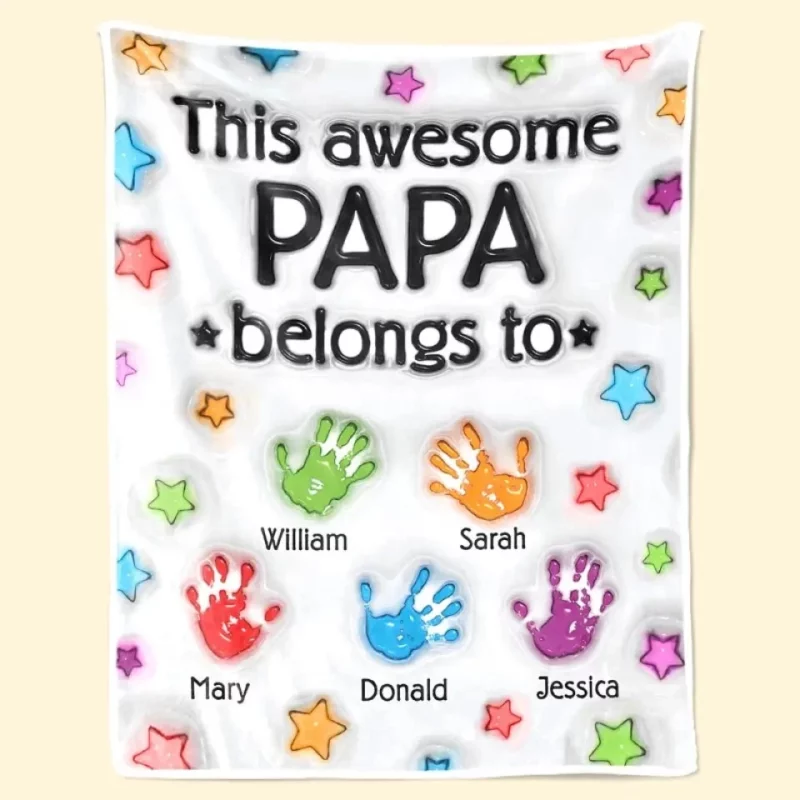 I'm With Awesome Dad - Customized Family Blanket - Perfect Gift for Father’s Day, Dad, Grandpa