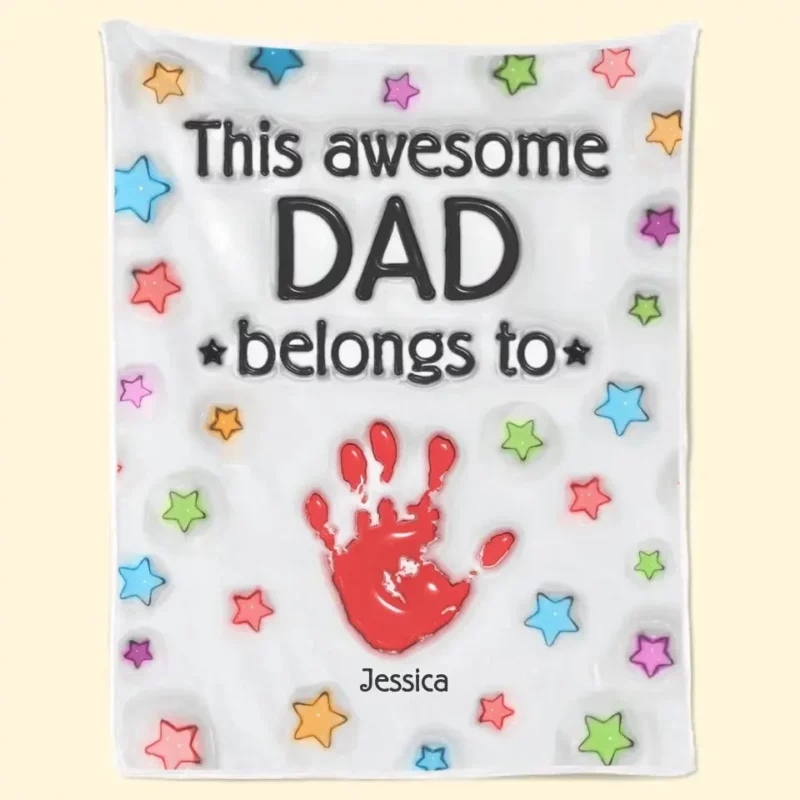 I'm With Awesome Dad - Customized Family Blanket - Perfect Gift for Father’s Day, Dad, Grandpa - Image 3
