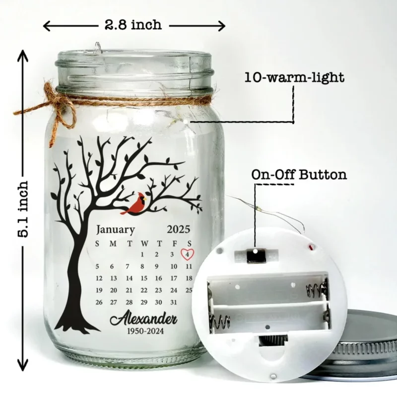 Light in the Midst of Struggle - Custom Family  Mason Jar Light - A Comforting Gift for Grieving Family Members - Image 5