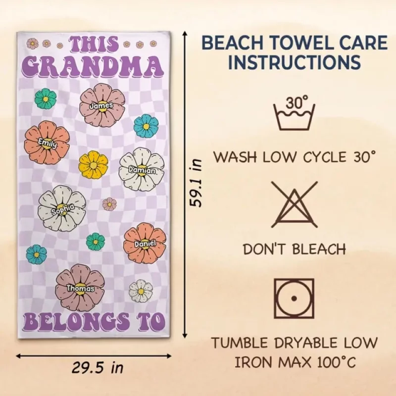 Sea Breeze, Sun-Kissed Ease - Custom Personalized Beach Towel for Family - Summer Vacation Gift, Gift For Mom, Grandma - Image 5