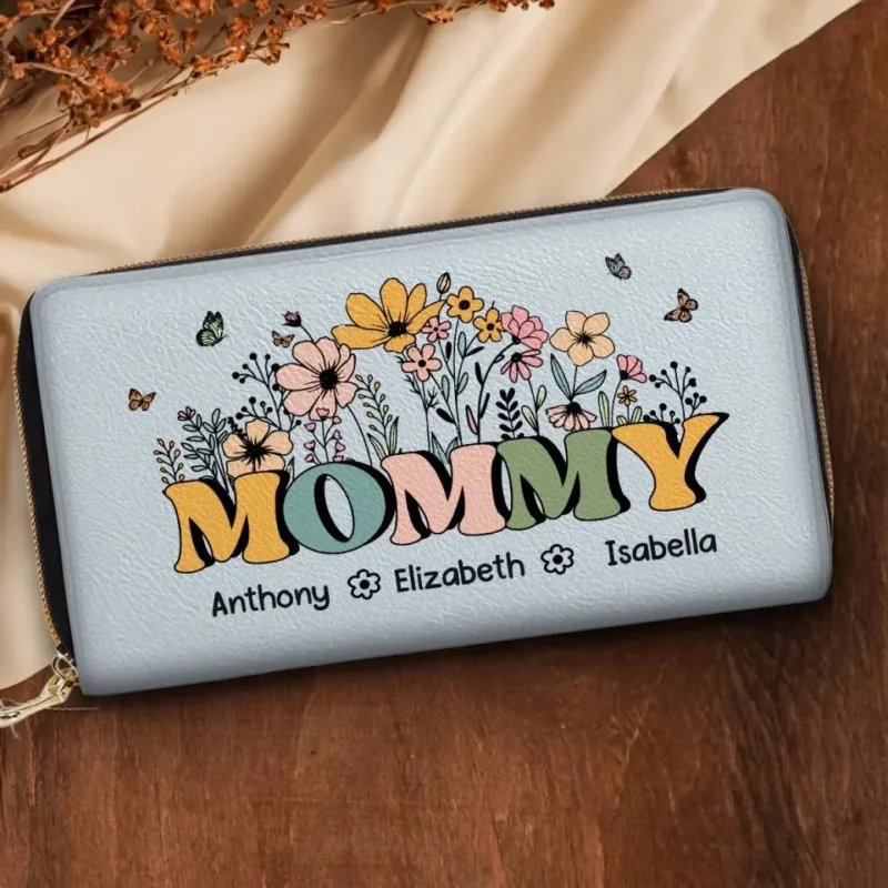 The Strength Behind Me: My Mother - Customizable Family Leather Long Wallet - Heartfelt Mother's Day Gifts for Mom and Grandma - Image 3