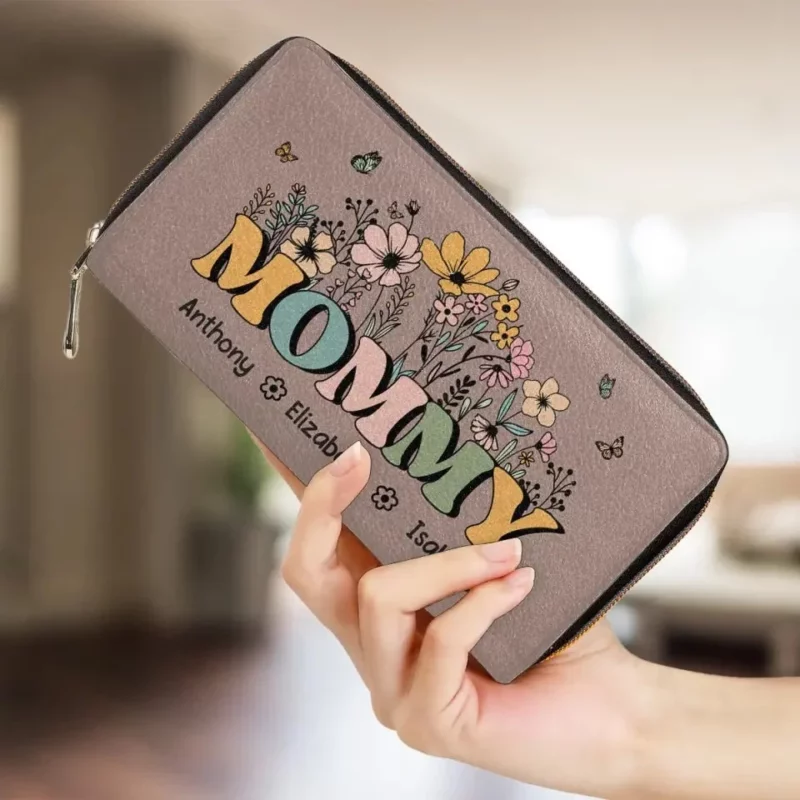 The Strength Behind Me: My Mother - Customizable Family Leather Long Wallet - Heartfelt Mother's Day Gifts for Mom and Grandma - Image 4