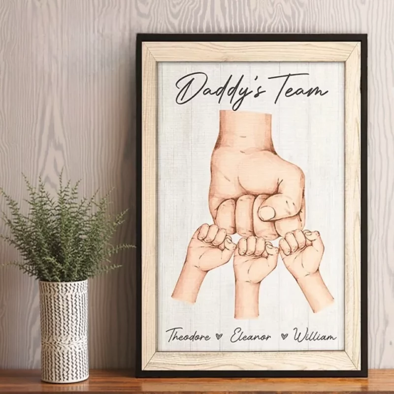Daddy’s Little Teammate - Custom Horizontal Poster for Your Family - Father’s Day Gift, Birthday Gift for Dad and Grandpa