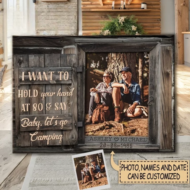 Custom Photo You, Me & a Tent Full of Love - Personalized Name & Date Canvas - Anniversary, Gift For Couples, Husband , Wife - Image 2