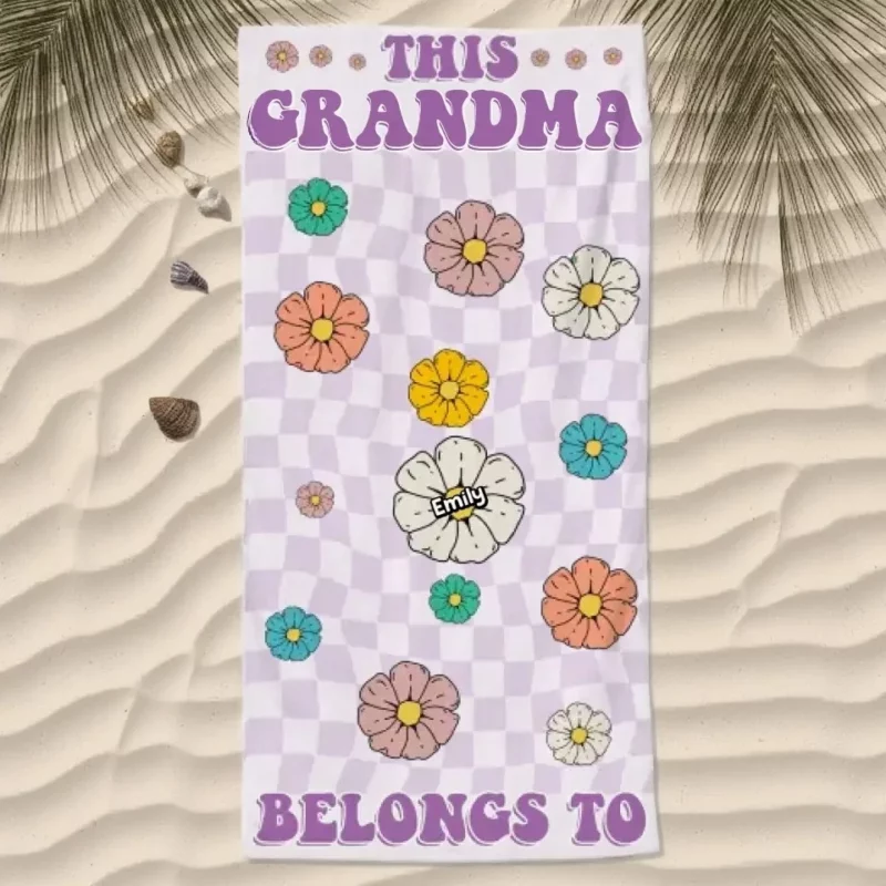 Sea Breeze, Sun-Kissed Ease - Custom Personalized Beach Towel for Family - Summer Vacation Gift, Gift For Mom, Grandma - Image 2