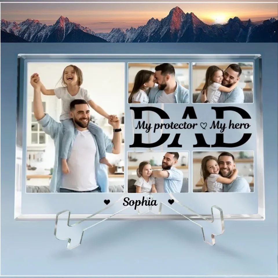 Custom Photo My Dad, My Shield - Custom Acrylic Rectangle Plaque For Family - Perfect Gift for Dad, Grandpa, Father's day - Image 4