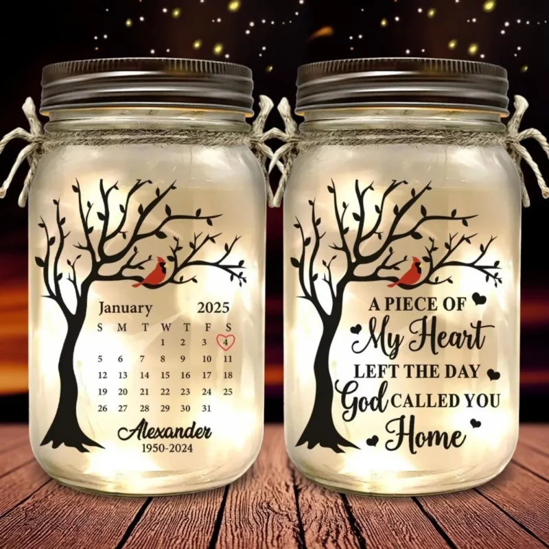 Light in the Midst of Struggle - Custom Family  Mason Jar Light - A Comforting Gift for Grieving Family Members