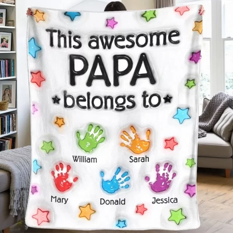 I'm With Awesome Dad - Customized Family Blanket - Perfect Gift for Father’s Day, Dad, Grandpa - Image 5