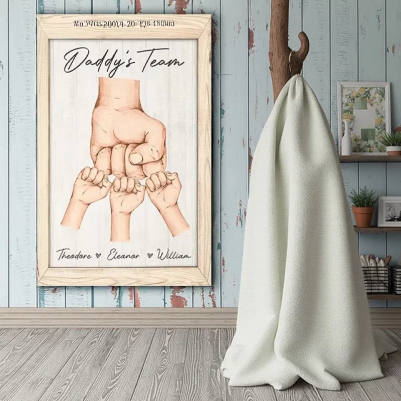 Daddy’s Little Teammate - Custom Horizontal Poster for Your Family - Father’s Day Gift, Birthday Gift for Dad and Grandpa - Image 2