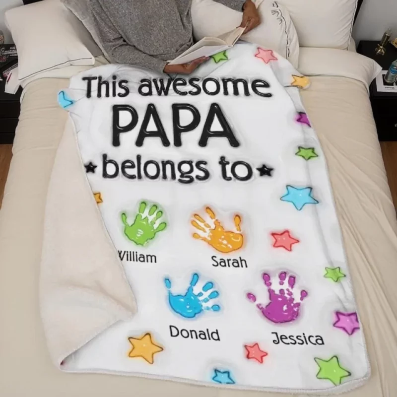 I'm With Awesome Dad - Customized Family Blanket - Perfect Gift for Father’s Day, Dad, Grandpa - Image 6
